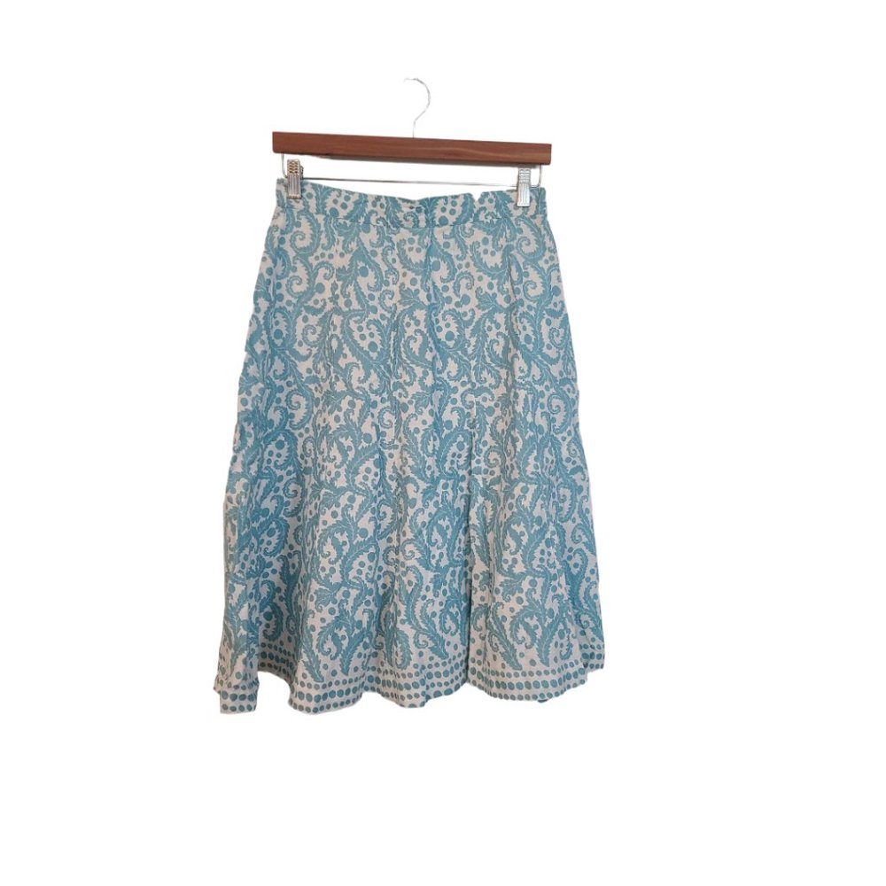 Elegant Blue and White Midi Skirt